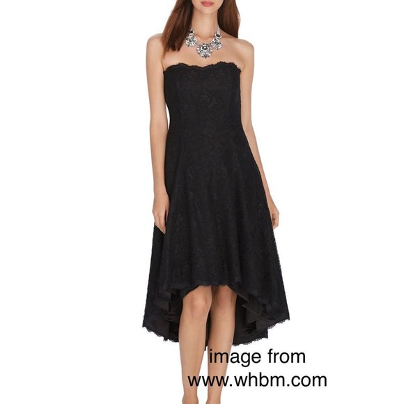 White House Black Market Black Lace Asymmetric Hem Party Dress Sz 0 NWT $240 - Picture 11 of 13
